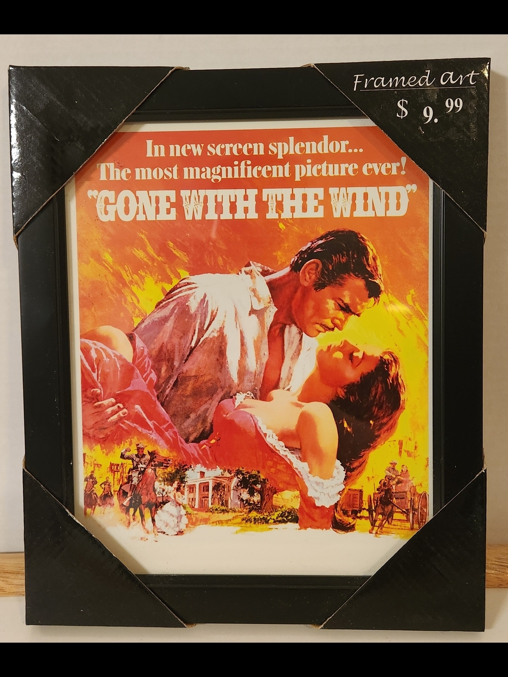 Vintage Gone With The Wind Framed Movie Print Unopened New Old Stock Kmart Tag